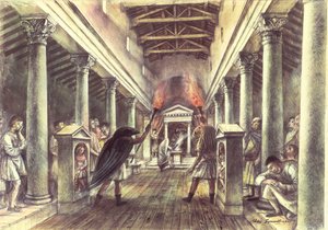 Interior of the Temple of Mithras by Alan Ernest Sorrell