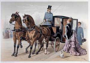 Coupe reached of English horses. Print by Albert Adam (1874) Paris, Musee Carnavalet by Albert Adam