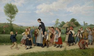 The School Walk, 1872 by Albert Anker