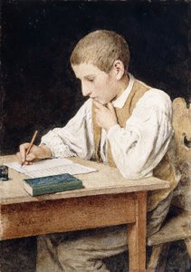 Writing Boy, 1902 by Albert Anker