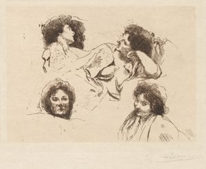Four Heads of Women: Study for "The Happy Island" by Albert Besnard