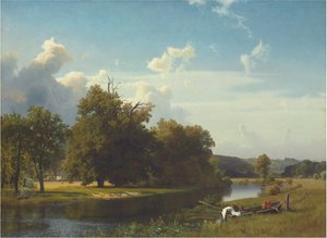 A River Landscape, Westphalia by Albert Bierstadt