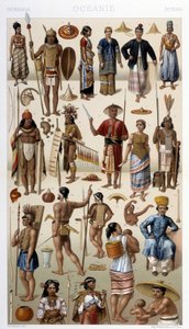 People of Malaysia and Polynesia (Oceania). Illustration in 