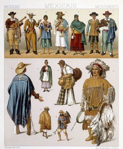 Traditional Mexican Costumes. Illustration in 