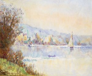 Boats on the Seine by Albert Charles Lebourg