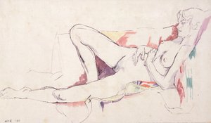 Reclining Nude by Albert Daniel Rutherston
