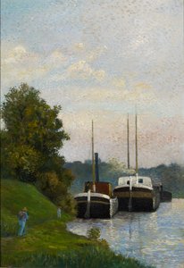 Barges on the Seine by Albert Dubois Pillet