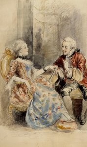 Couple Having a Conversation, Rococo Attire by Albert Edelfelt