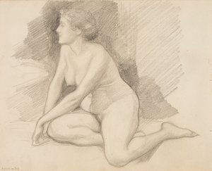 Sitting Nude by Albert Edelfelt