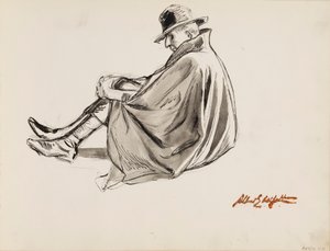 Seated Man in a Cloak by Albert Edelfelt