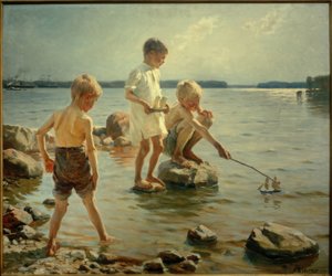 Boys Playing on the Coast