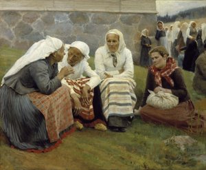Women outside the Church at Ruokolahti by Albert Edelfelt