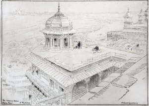 The Jasmine Tower, Agra Fort & Taj Mahal by Albert Goodwin
