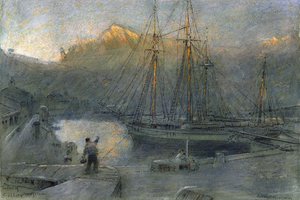 The Port of Sollo, Majorca by Albert Goodwin