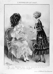 A Caricature About Two Bourgeois French Women, World War I by Albert Guillaume
