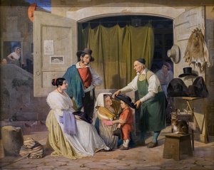 Roman Peasants Buying a Hat for Their Little Son, Who is to be an Abbate