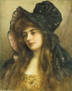 A Young Beauty in a Black Hat by Albert Lynch