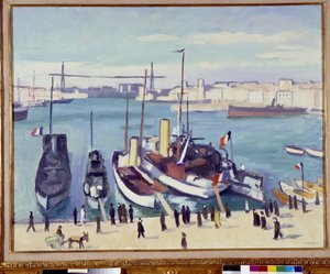 The port of Marseille with the ferry bridge by Albert Marquet