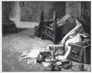 Death of William the Conqueror - First Norman king of England. Death of William I the Conquerant - engraving after the painting by Albert Maignan