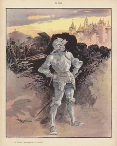 The Watch; Soldier in Armour Watching the Siege of a City by Albert Robida