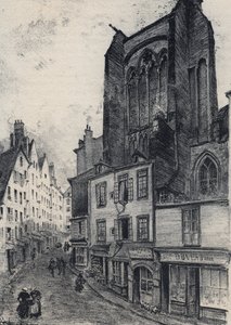 A Street in Saint Malo - La vieille France - La Bretagne - text, drawings and lithographs, by Albert Robida (1848-1926) undated end 19th century by Albert Robida