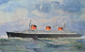 Maiden Voyage of the SS Normandie from Le Havre, 29 May by Albert Sébille