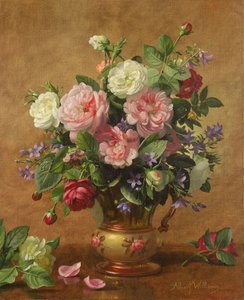 Roses in a Rose-Enamelled Vase