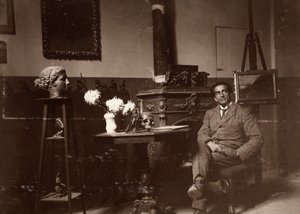 The sculptor Mario Pelagatti in his studio, Florence, 20/11/1920 by Alberto Fierli