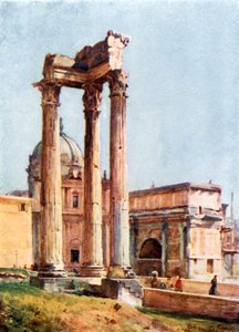 Temple of Vespasian from the Portico of the Dii Consentes