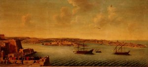View of Valetta with Ships of the Order of the Knights of St. John by Alberto Pullicino