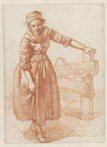 Standing Girl by a Fence by Albertus Brondgeest