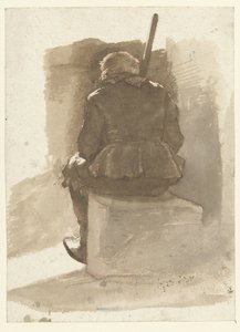 Seated Man with Stick, Seen from the Back