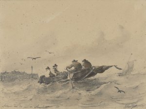 Four Men in a Rowboat by Albertus van Beest