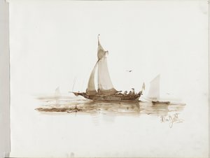 Sailing Ship with Figures on the Water