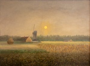 Windmill at Latem at Moonlight by Albijn Van den Abeele