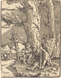 Saint Christopher Seated by a River Bank by Albrecht Altdorfer