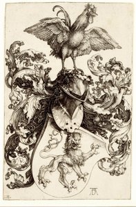 Coat of Arms with a Lion and a Cock by Albrecht Dürer