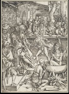 The Martyrdom of the Evangelist John, from the Apocalypse Series, First Edition German 1498 by Albrecht Dürer