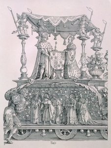 The Burgundian Marriage or the Triumphal Procession of Emperor Maximilian I of Germany showing the wedding chariot of Maximilian and Mary of Burgundy, pub. 1526 (detail) by Albrecht Dürer