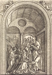 The Holy Family with Two Angels in a Vaulted Hall, c. 1504