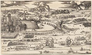 The Siege of a Fortress (left side only, of 2 blocks) by Albrecht Dürer