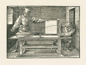 A Man Drawing a Lute by Albrecht Dürer or Duerer