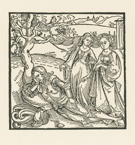 The knight in meditation is joined by his two daughters