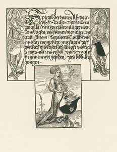 Young Woman Holding Coat of Arms by Albrecht Dürer or Duerer