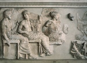 Poseidon, Apollo, Artemis and Aphrodite represented on the east frieze of the Parthenon