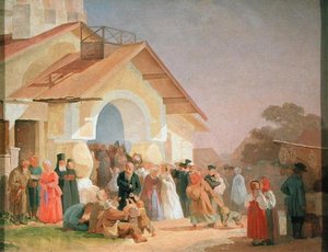 Coming out of a Church in Pskov, 1863-64 by Aleksandr Ivanovich Morozov