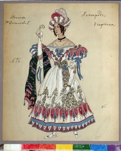 Costume Design for the Play The Masquerade by M. Lermontov by Aleksandr Jakovlevic Golovin