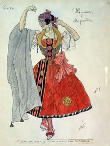 Costume Design for the Opera Carmen by G. Bizet by Aleksandr Jakovlevic Golovin