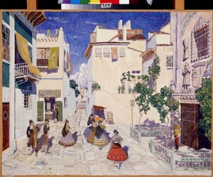 A Street in Seville, Stage Design for the Opera Carmen by Georges Bizet by Aleksandr Jakovlevic Golovin