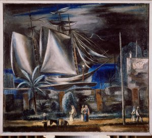 Seaport at Night by Aleksandr Vasilievich Shevchenko